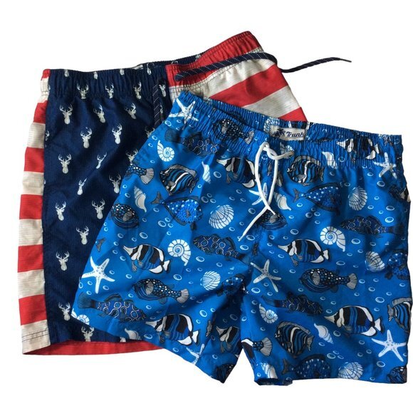 Trunks Surf & Swim Blue Fish Elastic Waist Size Medium - Picture 1 of 12